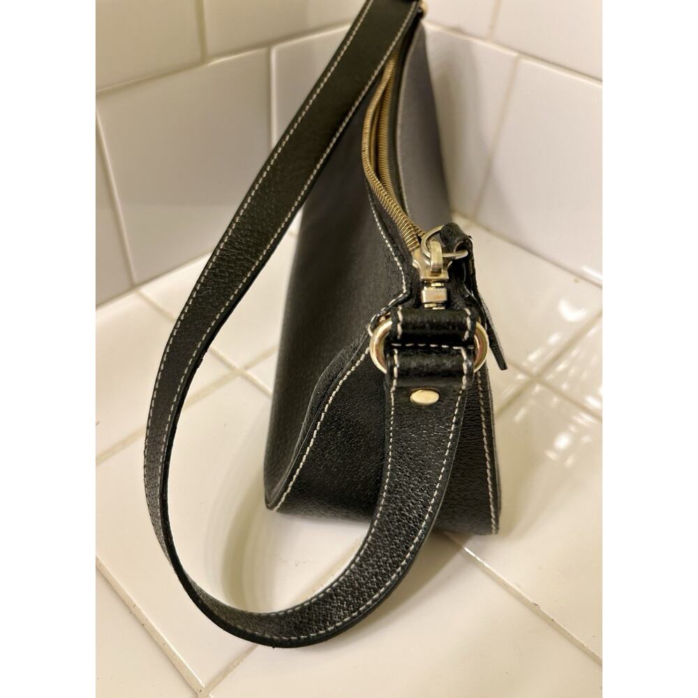 Kate Spade New York Black Pebbled Leather Baguette Shoulder Bag Dot Lining - Picture 4 of 8
